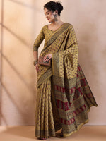 Saree Mall Women's Dola  Beige Printed Designer Saree With Blouse Piece-DOLA200B