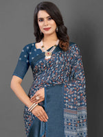 Saree Mall Women's Dola  Grey Printed Designer Saree With Blouse Piece-DOLALX03H