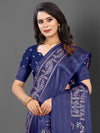 Saree Mall Women's Dola  Navy Blue Printed Designer Saree With Blouse Piece-DOLALX04D