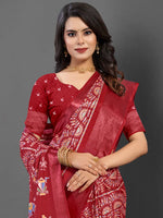 Saree Mall Women's Dola  Maroon Printed Designer Saree With Blouse Piece-DOLALX04G