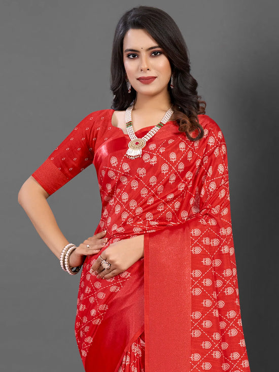 Saree Mall Women's Dola  Red Printed Designer Saree With Blouse Piece-DOLALX05F