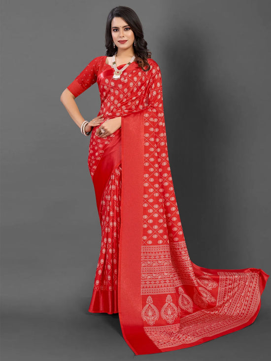 Saree Mall Women's Dola  Red Printed Designer Saree With Blouse Piece-DOLALX05F