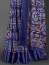 Saree Mall Women's Dola  Navy Blue Printed Designer Saree With Blouse Piece-DOLALX06G