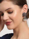 Ruby & Green Gold-Toned Dome Shaped Pearl Drop Jhumkas Earring
