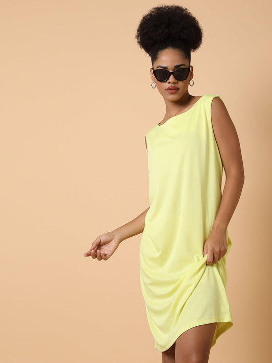 Women Solid T-shirt Yellow Dress-DQ-17-401-Yellow