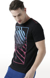 Huetrap Black Mens Short Sleeve Graphic Printed Tshirt-HT17MKGRABLK00651