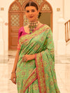 Saree Mall Women's  Blend Light Green Woven Design Designer Saree With Blouse Piece-DRPAN410005