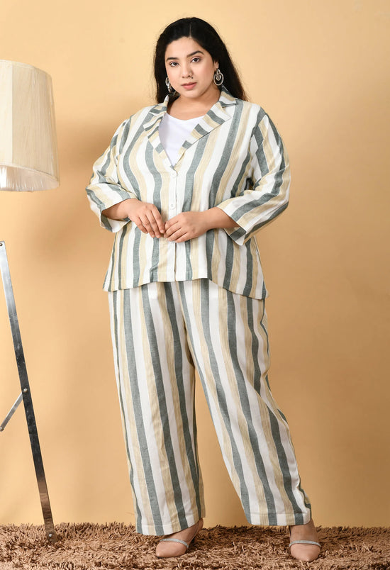 Plus Size Green Striped Co-Ord Set