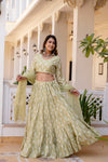 Women Chanderi Printed Lehenga Choli-LC Beige Boota