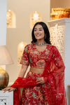 Women Chanderi Printed Lehenga Choli-LC Red