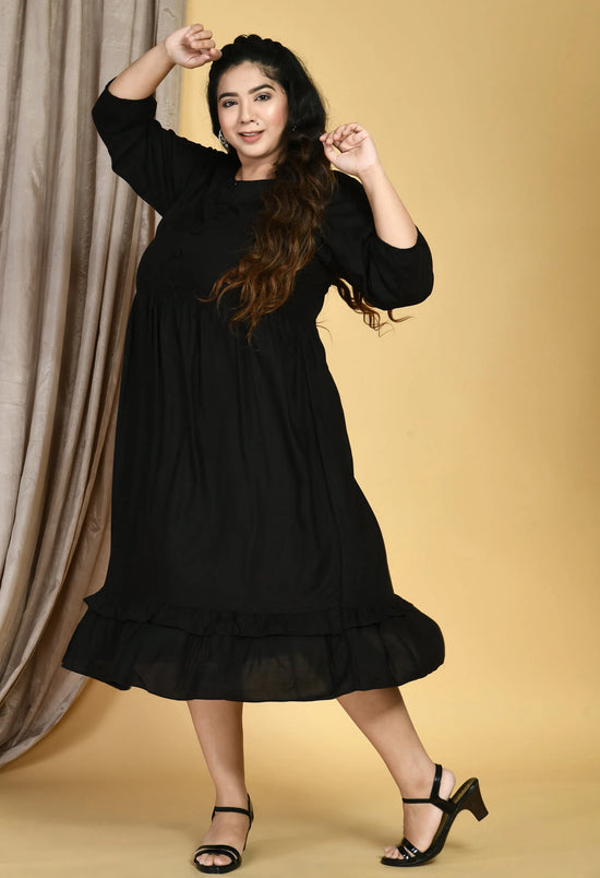 Plus Size Black Midi Dress