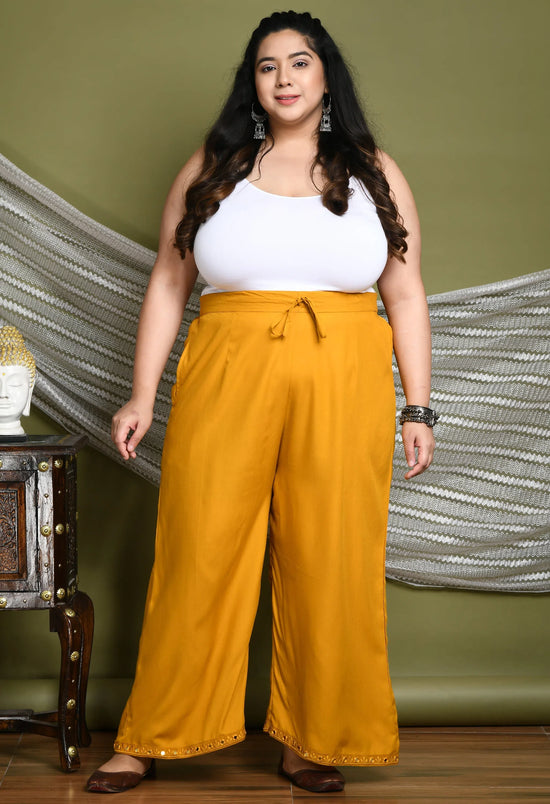 Plus Size Mustard Mirror Palazzo