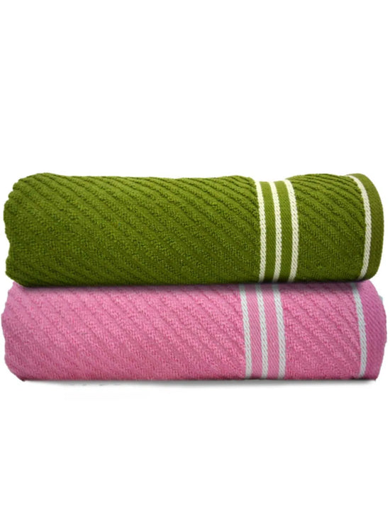 Athom Living Diagonal Stripe Terry Towel Pack of 2-DST-CE