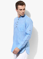 Hangup Men Slim Solid Men's Indian Wear-DarkBlueKurta