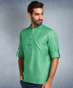 Hangup Men Standard Solid Men's Indian Wear-DarkParrot_Magic_Patch_Short2Kurta