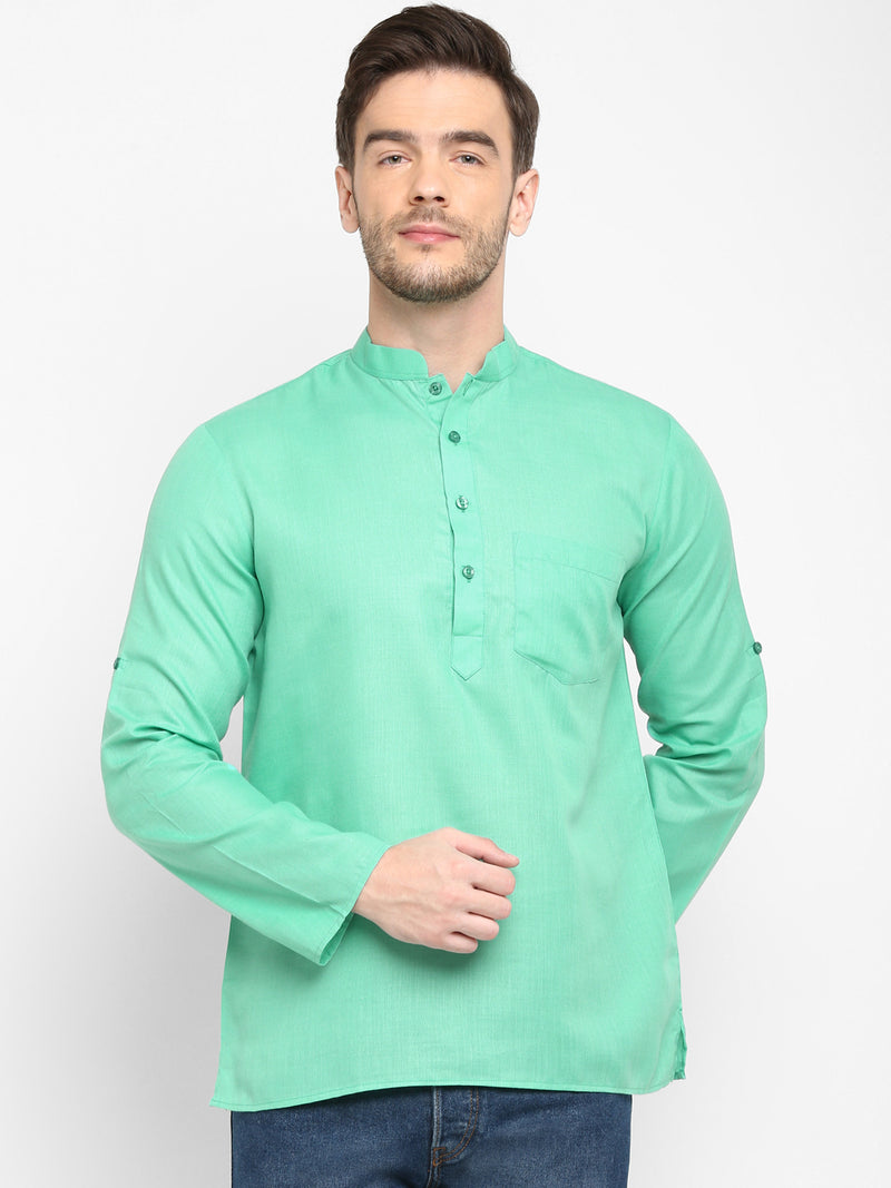 Hangup Men Standard Solid Men's Indian Wear-DarkParrot_Magic_Patch_ShortKurta