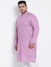 Hangup Men Standard Solid Men's Indian Wear-DarkPurple_Linen_OnlyLongKurta