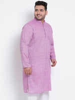 Hangup Men Standard Solid Men's Indian Wear-DarkPurple_Linen_OnlyLongKurta