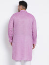 Hangup Men Standard Solid Men's Indian Wear-DarkPurple_Linen_OnlyLongKurta