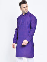 Hangup Men Standard Solid Men's Indian Wear-DarkPurple_OnlyLongKurta