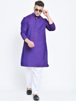 Hangup Men Standard Solid Men's Indian Wear-DarkPurple_OnlyLongKurta