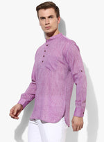 Hangup Men Slim Solid Men's Indian Wear-DarkPurpleKurta