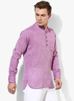 Hangup Men Slim Solid Men's Indian Wear-DarkPurpleKurta