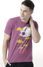 Huetrap Maroon Mens Short Sleeve Graphic Printed Tshirt-HT17MKGRAPLU01090