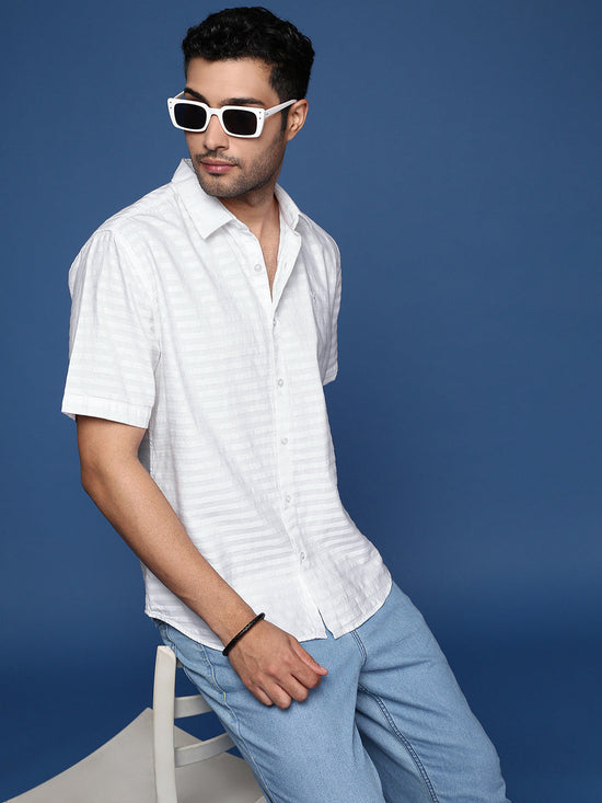 Men Solid White Slim Fit Shirt-Dhivya-2744-White