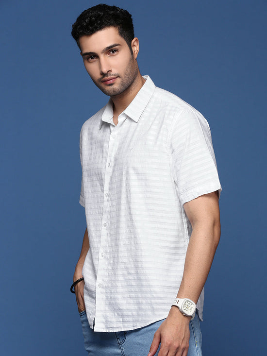 Men Solid White Slim Fit Shirt-Dhivya-2744-White