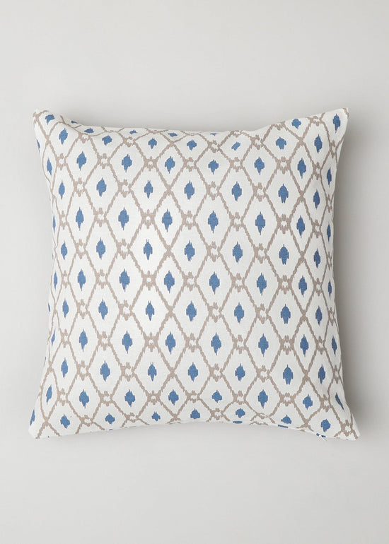 Diamond Yard 100% cotton geometric cushion cover for sofa - White & Blue-230454020