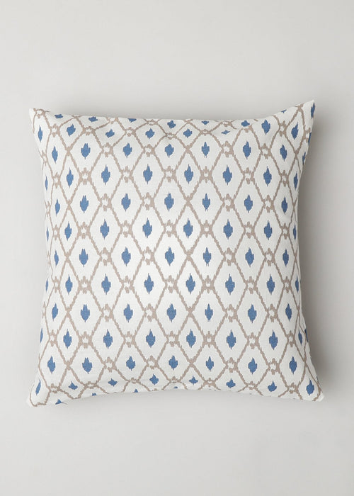 Diamond Yard 100% cotton geometric cushion cover for sofa - White & Blue-230455020