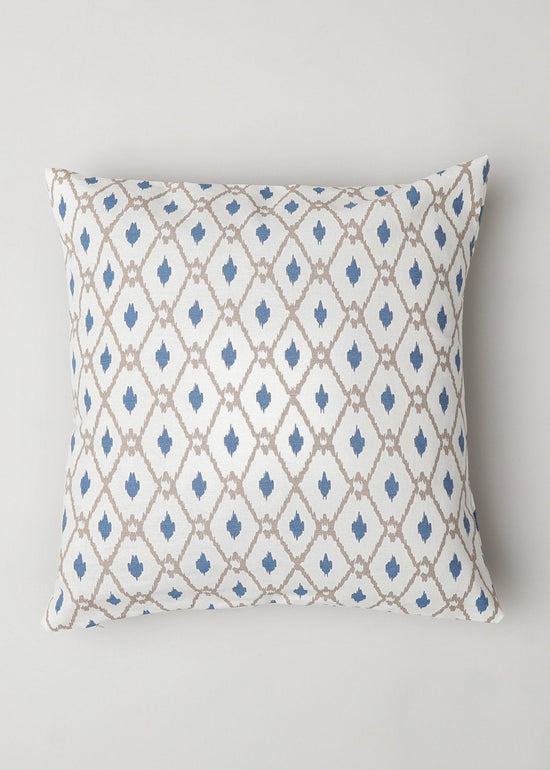 Diamond Yard 100% cotton geometric cushion cover for sofa - White & Blue-230455020