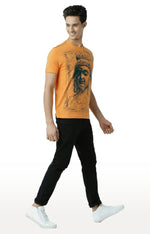 Huetrap Orange Mens Short Sleeve Graphic Printed Tshirt-HT16MKGRABZO00342