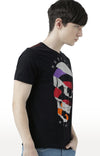 Huetrap Black Mens Short Sleeve Graphic Printed Tshirt-HT17MKGRABLK00720