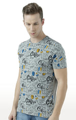 Huetrap Grey Mens Short Sleeve Graphic Printed Tshirt-HT17MKGRAGML00667