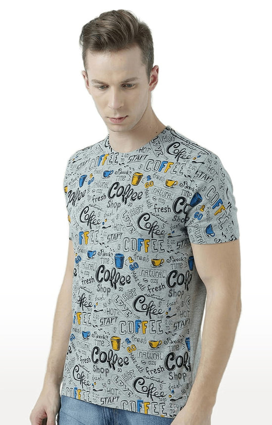 Huetrap Grey Mens Short Sleeve Graphic Printed Tshirt-HT17MKGRAGML00667