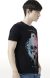 Huetrap Black Mens Short Sleeve Graphic Printed Tshirt-HT17MKGRABLK00760