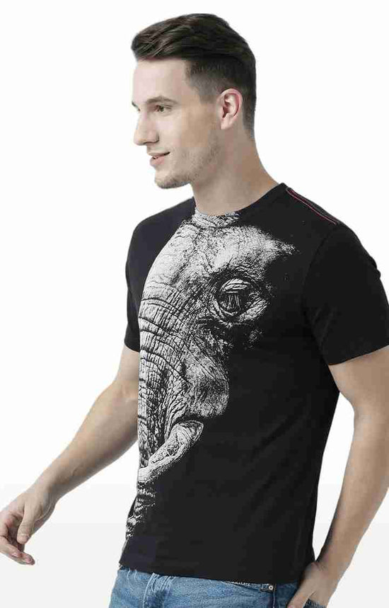 Huetrap Black Mens Short Sleeve Graphic Printed Tshirt-HT17MKGRABLK00641