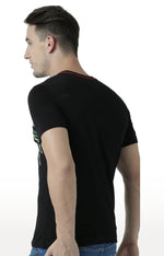 Huetrap Black Mens Short Sleeve Graphic Printed Tshirt-HT17MKGRABLK01047