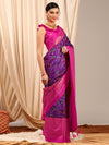 Saree Mall Women's Cotton Blend Purple Printed Designer Saree With Blouse Piece-EAGLE01C