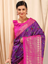 Saree Mall Women's Cotton Blend Purple Printed Designer Saree With Blouse Piece-EAGLE01C