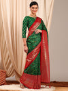 Saree Mall Women's Cotton Blend Green Printed Designer Saree With Blouse Piece-EAGLE01F