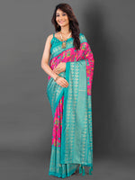 Saree Mall Women's Cotton Blend Pink Printed Designer Saree With Blouse Piece-EAGLE04C