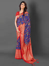 Saree Mall Women's Cotton Blend Blue Printed Designer Saree With Blouse Piece-EAGLE04D