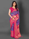 Saree Mall Women's Cotton Blend Purple Printed Designer Saree With Blouse Piece-EAGLE05F