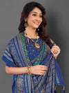 Saree Mall Women's Cotton Blend Teal Blue Printed Designer Saree With Blouse Piece-EAGLE06B