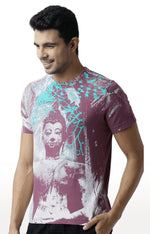 Huetrap Maroon Mens Short Sleeve Graphic Printed Tshirt-HT16MKGRAPLU00257