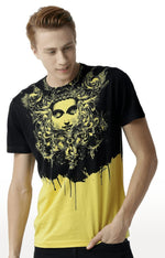 Huetrap Yellow Mens Short Sleeve Graphic Printed Tshirt-HT16MKGRAYLW00269