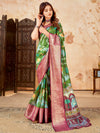 Saree Mall Women's Cotton Blend Green Printed Designer Saree With Blouse Piece-ENISA102